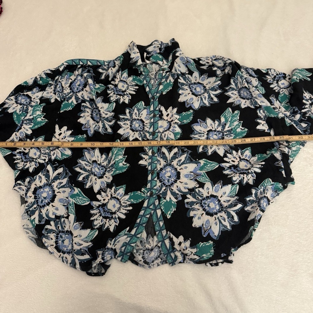 Free People Womens Good Vibrations Sunflower Print Boho Oversized Top Size Small - Picture 13 of 14
